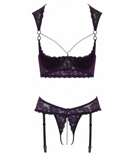 Ensemble lingerie ouverte violet - Cotelli Lingerie