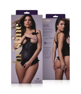 Body wetlook ouvert noir Mistique - Christine