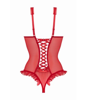 Body wetlook ouvert rouge Mistique - Christine