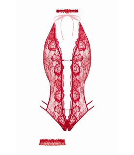 Ensemble body ouvert Renee rouge - Christine
