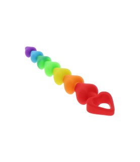 Stimulateur anal Rainbow Heart Beads - Toyjoy