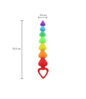 Stimulateur anal Rainbow Heart Beads - Toyjoy