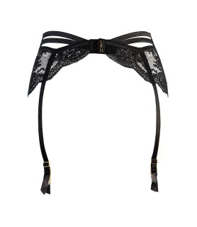 Porte-jarretelles tulle et dentelle noir V-10712 - Axami 
