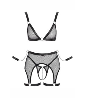 Ensemble Fetish noir en dentelle - Cotelli Bondage