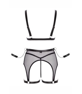 Ensemble Fetish noir en dentelle - Cotelli Bondage