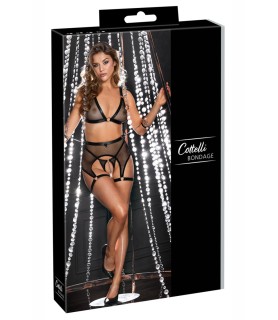 Ensemble Fetish noir en dentelle - Cotelli Bondage