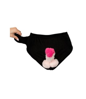 Slip avec pénis en peluche mobile