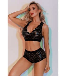 Ensemble Top et Shorty noir - J Lingerie