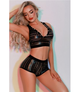 Ensemble Top et Shorty noir - J Lingerie