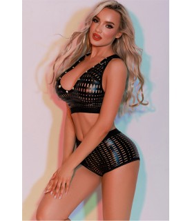 Ensemble Top et Shorty noir - J Lingerie