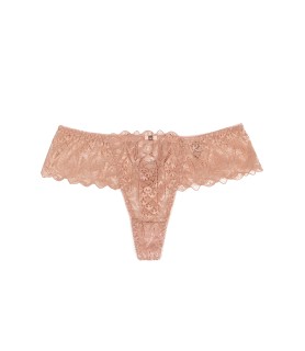 String dentelle dos lacé Rose - Litolu Lingerie