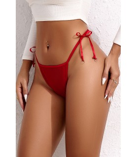 String brodé dans le dos Rouge - Litolu Lingerie