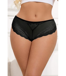 Tanga dentelle bijou Coeur Noir - Litolu Lingerie