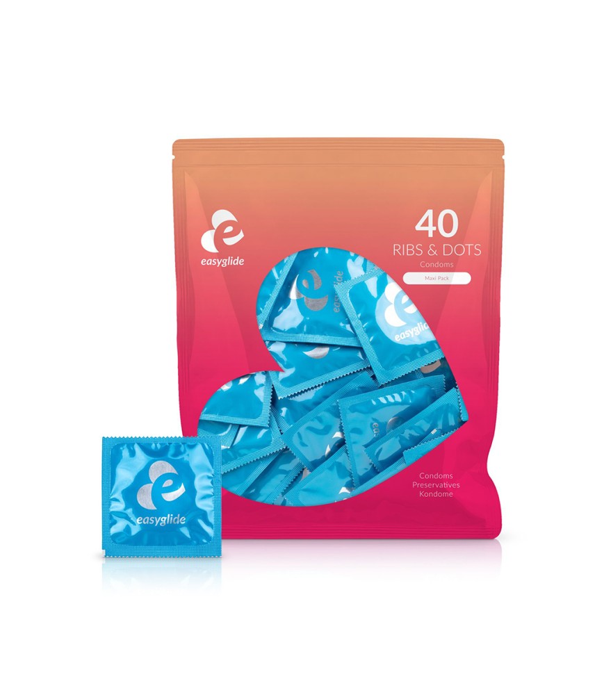 40 préservatifs Ribs and Dots - EasyGlide