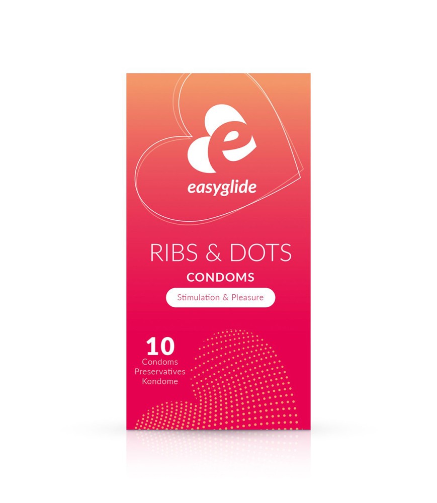 10 préservatifs Ribs and Dots - EasyGlide