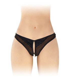 String ouvert avec perles Sophie - noir