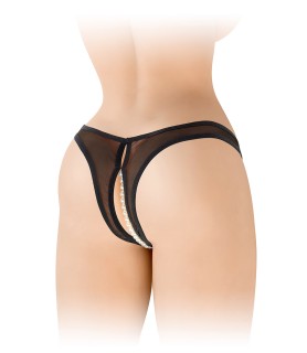 String ouvert avec perles Sophie - noir