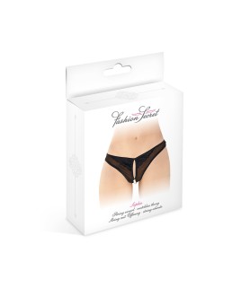 String ouvert avec perles Sophie - noir