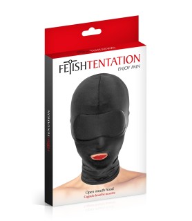 Cagoule BDSM bouche ouverte - Fetish Tentation