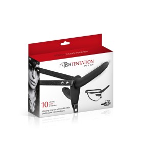 Double gode ceinture noir vibrant - Fetish Tentation