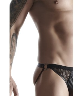 Jock strap noir wetlook et résille - Regnes