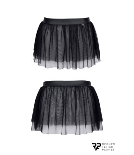 Mini jupe noire en maille transparente - Regnes