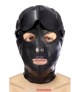 Cagoule simili cuir avec bandeau amovible - Fetish Tentation
