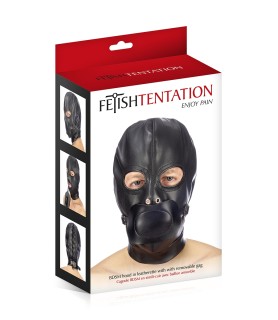 Cagoule BDSM simili cuir avec baillon amovible - Fetish Tentation
