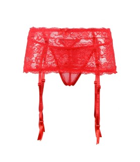 Porte-jarretelles rouge et string