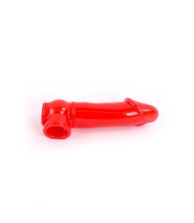 Gaine de pénis semi-réaliste rouge 19x4,5 cm - Zizi