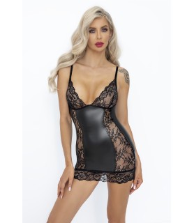 Mini robe wetlook et dentelle F282