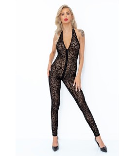 Combinaison dos nu en tulle léopard F286