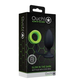 Plug avec cockring phosphorescent - Ouch