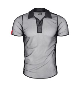 Polo en maille noire transparente - Regnes