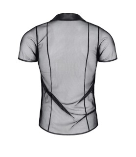 Polo en maille noire transparente - Regnes