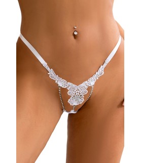 String ouvert à strass blanc
