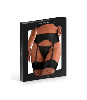 Porte-jarretelles wetlook avec string noir