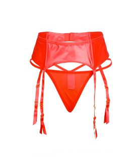 Porte-jarretelles wetlook avec string rouge