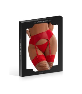 Porte-jarretelles wetlook avec string rouge