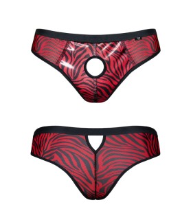 Slip type brésilien ouvert zébré rouge et noir - Regnes